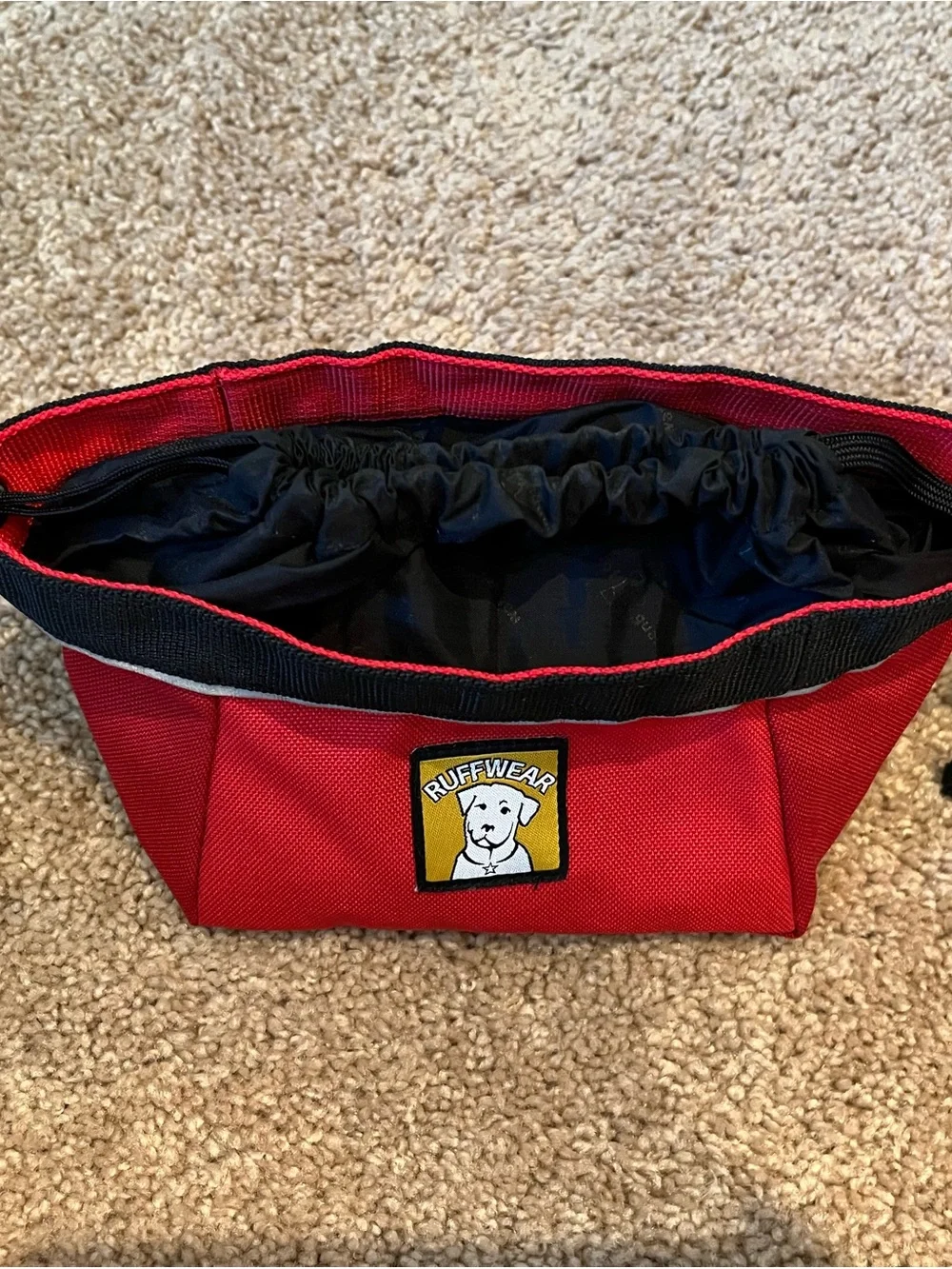 Ruffwear Red and Black Foldable Dog Bowl with Logo